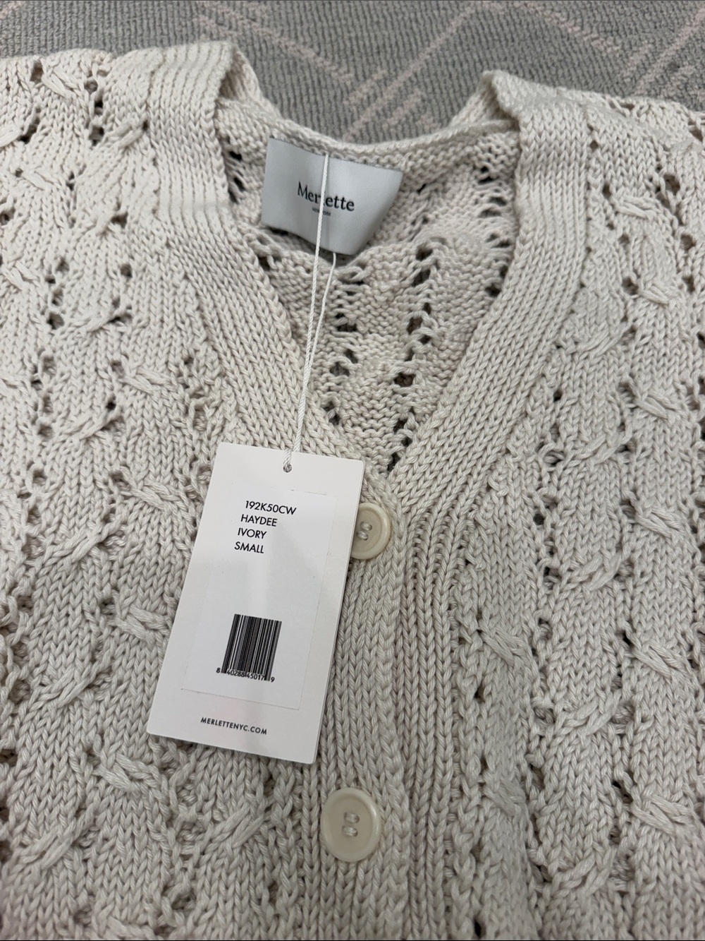 Merlette Cream Openwork Button-Front Cardigan - Picture 6 of 6